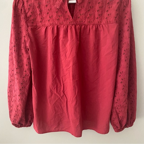 Madewell Pieced Eyelet Mockneck Ruffle Top Red Sz Small - Picture 6 of 10